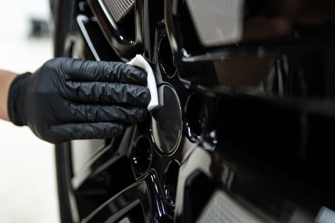 Ceramic protective coating applied on car rim